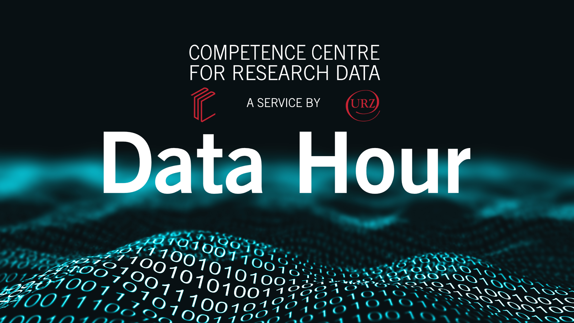 Dreidimensionale Wellen aus Binärzahlen mit Data Hour Logo