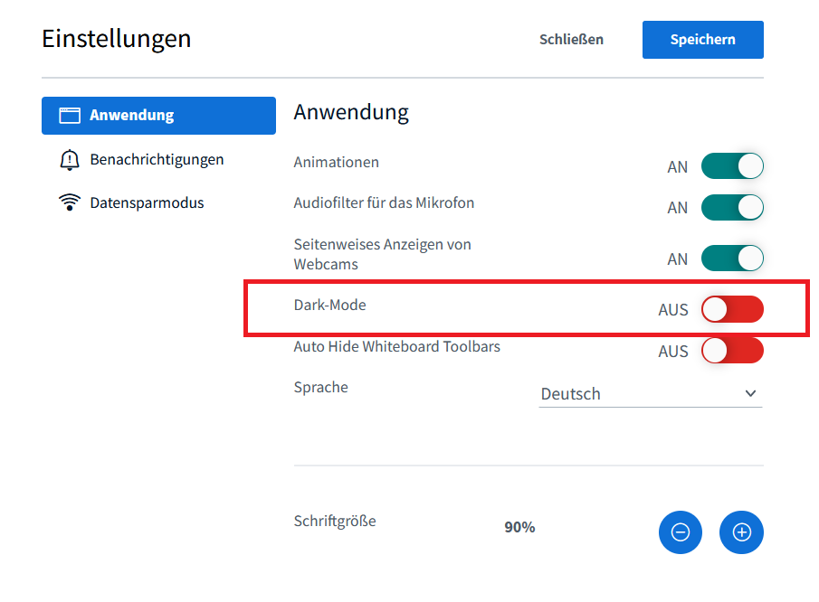 heiCONF-Update auf BBB v2.6 - Dark-Mode