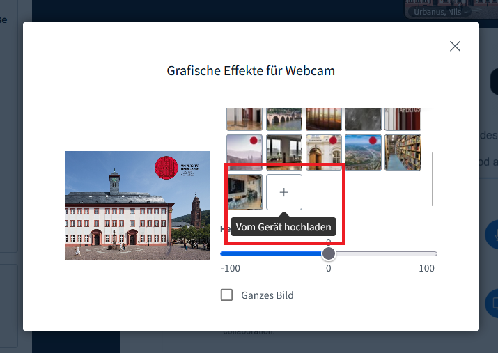 heiCONF-Update auf BBB v2.6 - Webcam Hintergrund