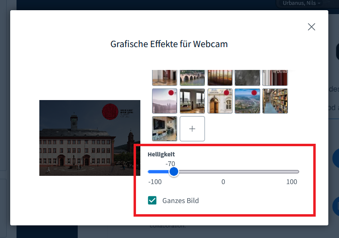 heiCONF-Update auf BBB v2.6 - Helligkeit Webcam