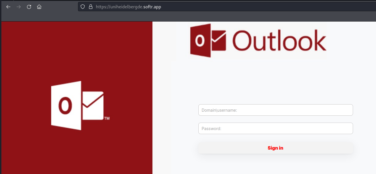 Example screenshot of a phishing page