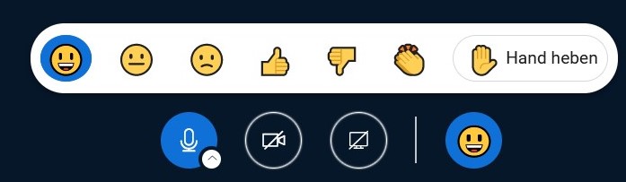 Screenshot heiCONF Update 2.7 Reaktionsleiste mit Emojis